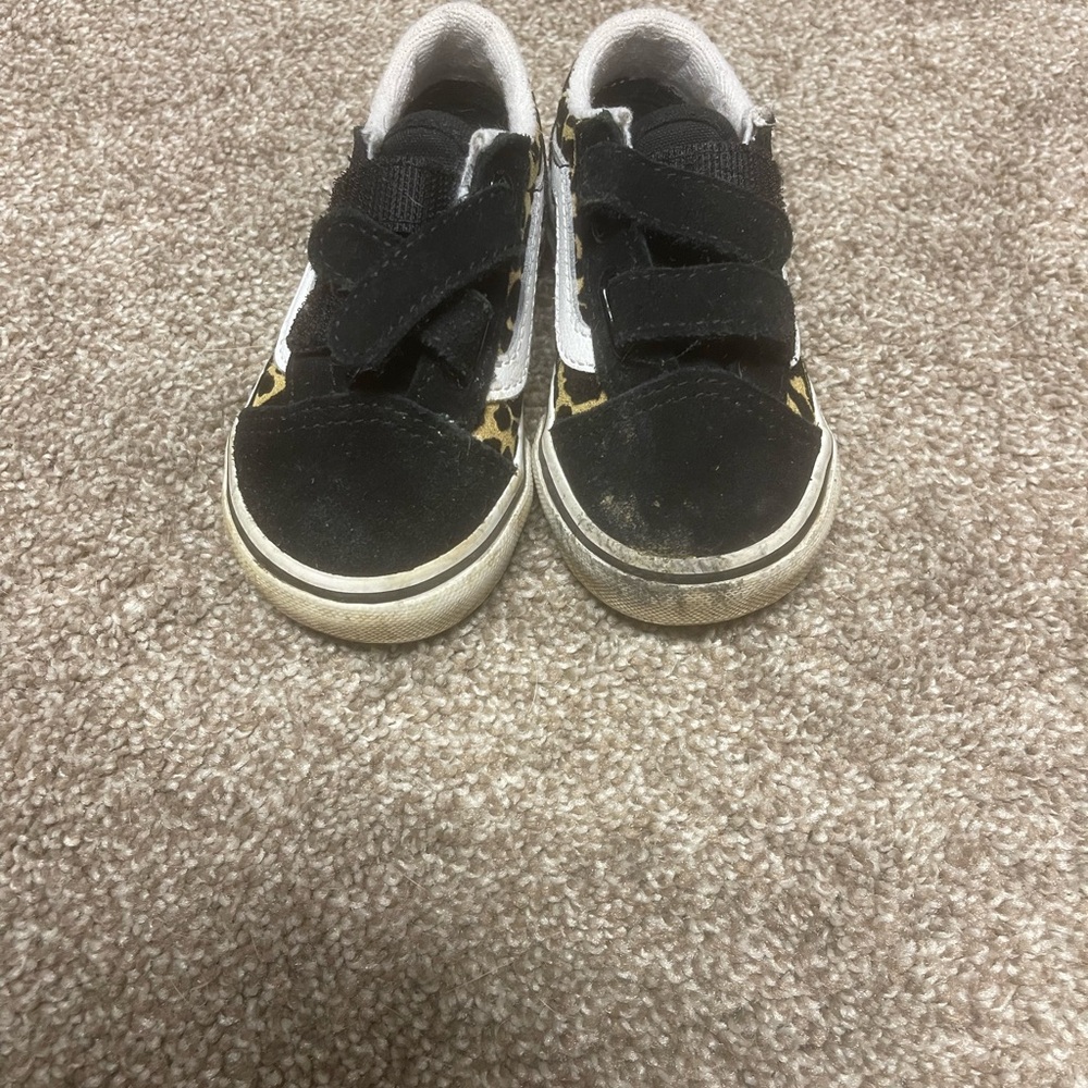 Stylish Black and Leopard Kids Shoes
